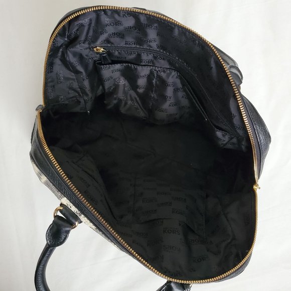 Michael Michael Kors SELMA Black/White Snake Print Leather Tote Bucket Handbag - Picture 10 of 14